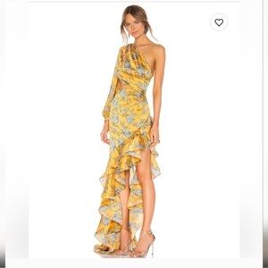 Bronx and Banco Yellow Floral Asymmetrical Dress